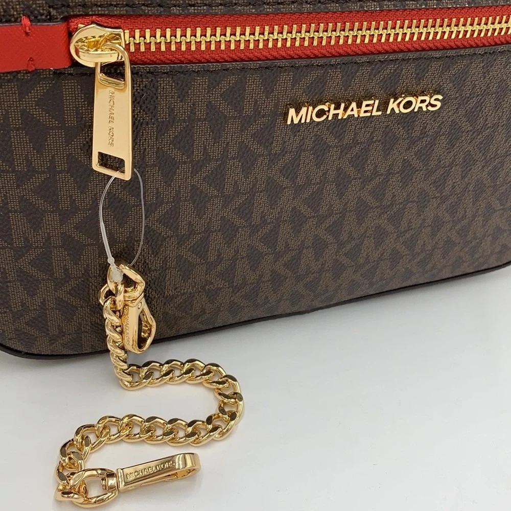 MICHAEL KORS
Jet Set Large Logo Crossbody Bag FLAME/BROWN MULTI NWT - Picture 14 of 16